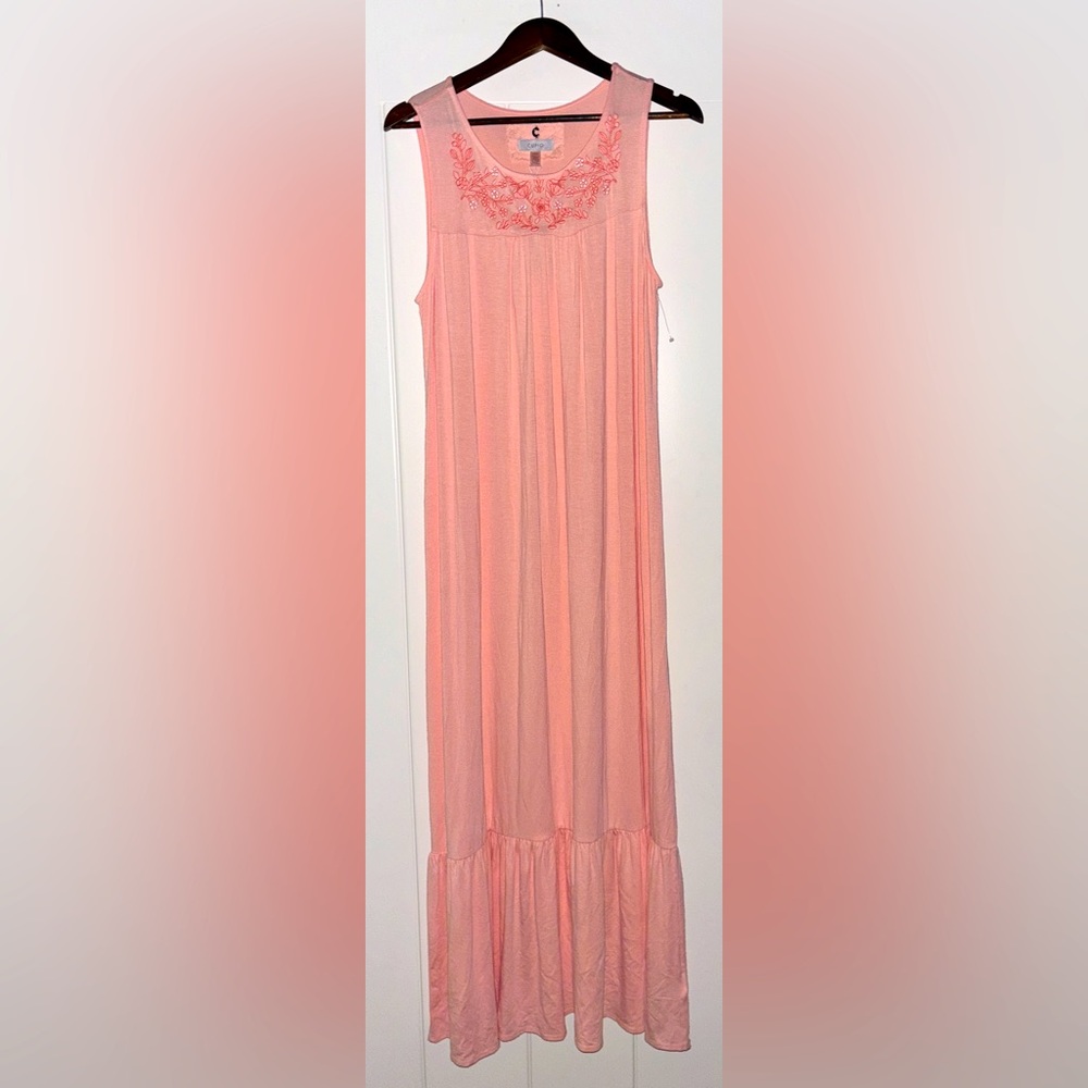 Cupio Women‎  Embroidered Floral Blooming Orange Maxi Dress L NEW Vacation Comfy